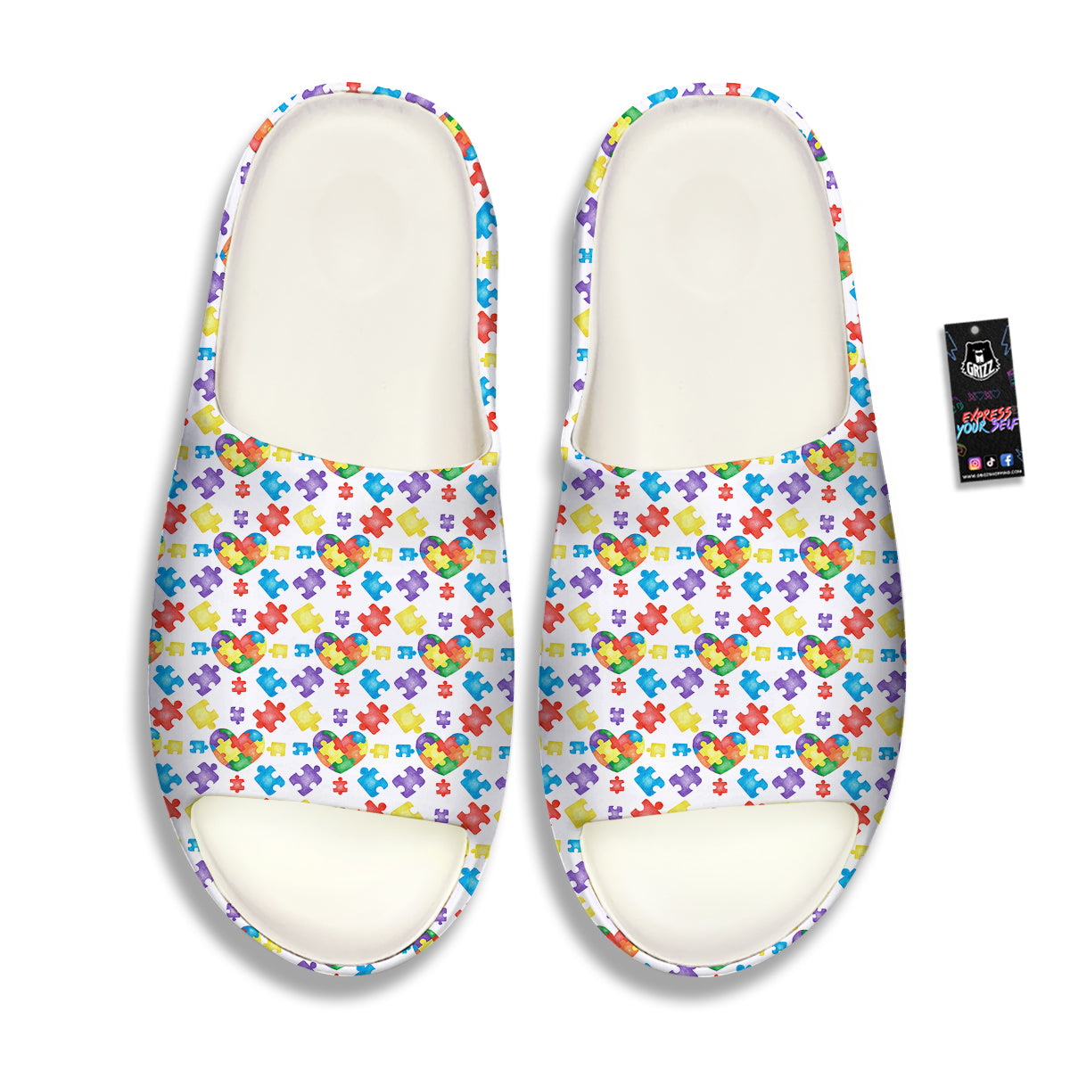 Autism Awareness Print Pattern Sandals-grizzshop