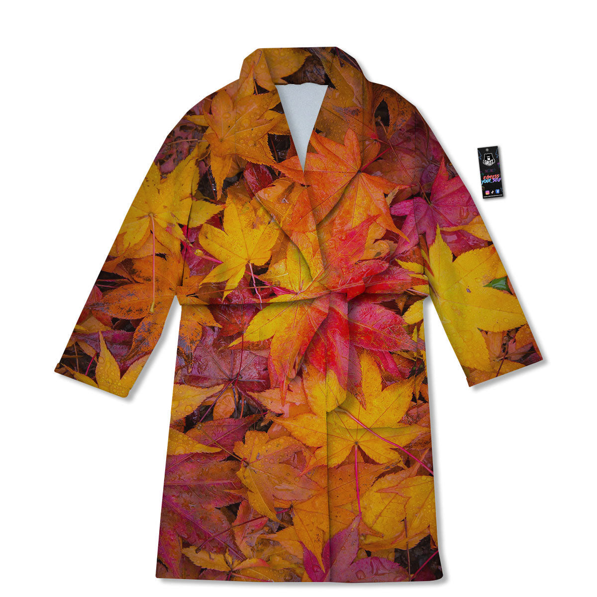 Autumn Leaves Print Bathrobe-grizzshop