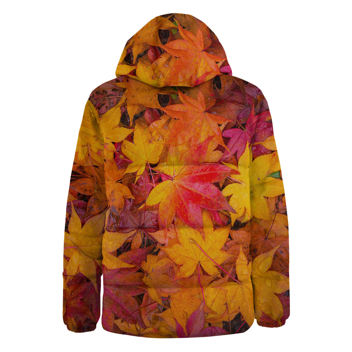 Autumn Leaves Print Down Jacket-grizzshop
