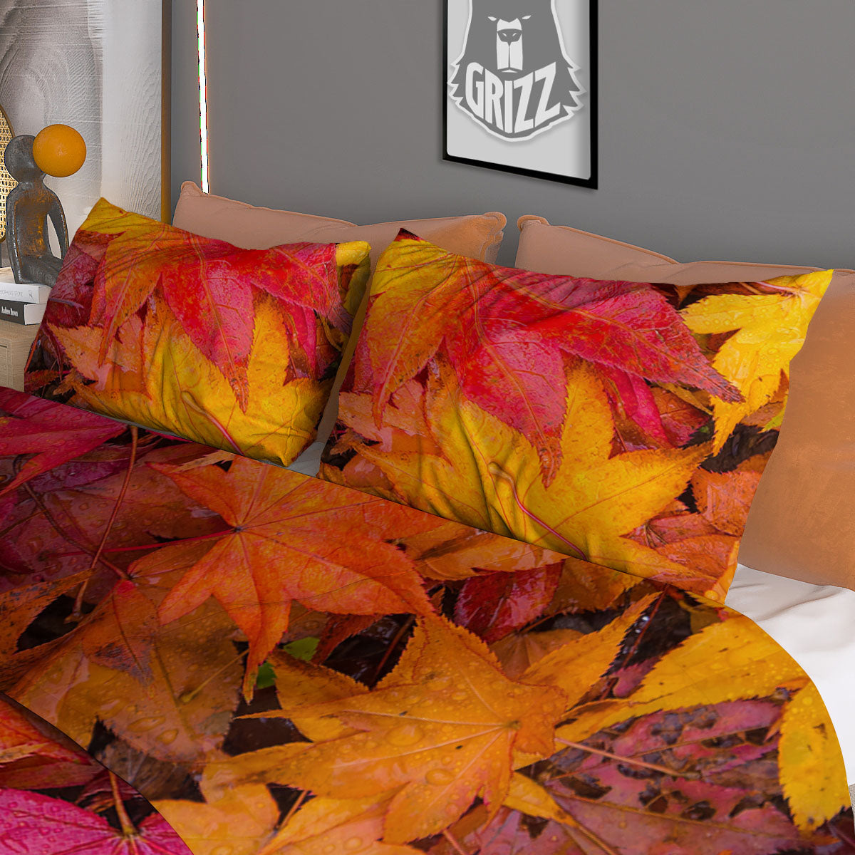 Autumn Leaves Print Duvet Cover Bedding Set