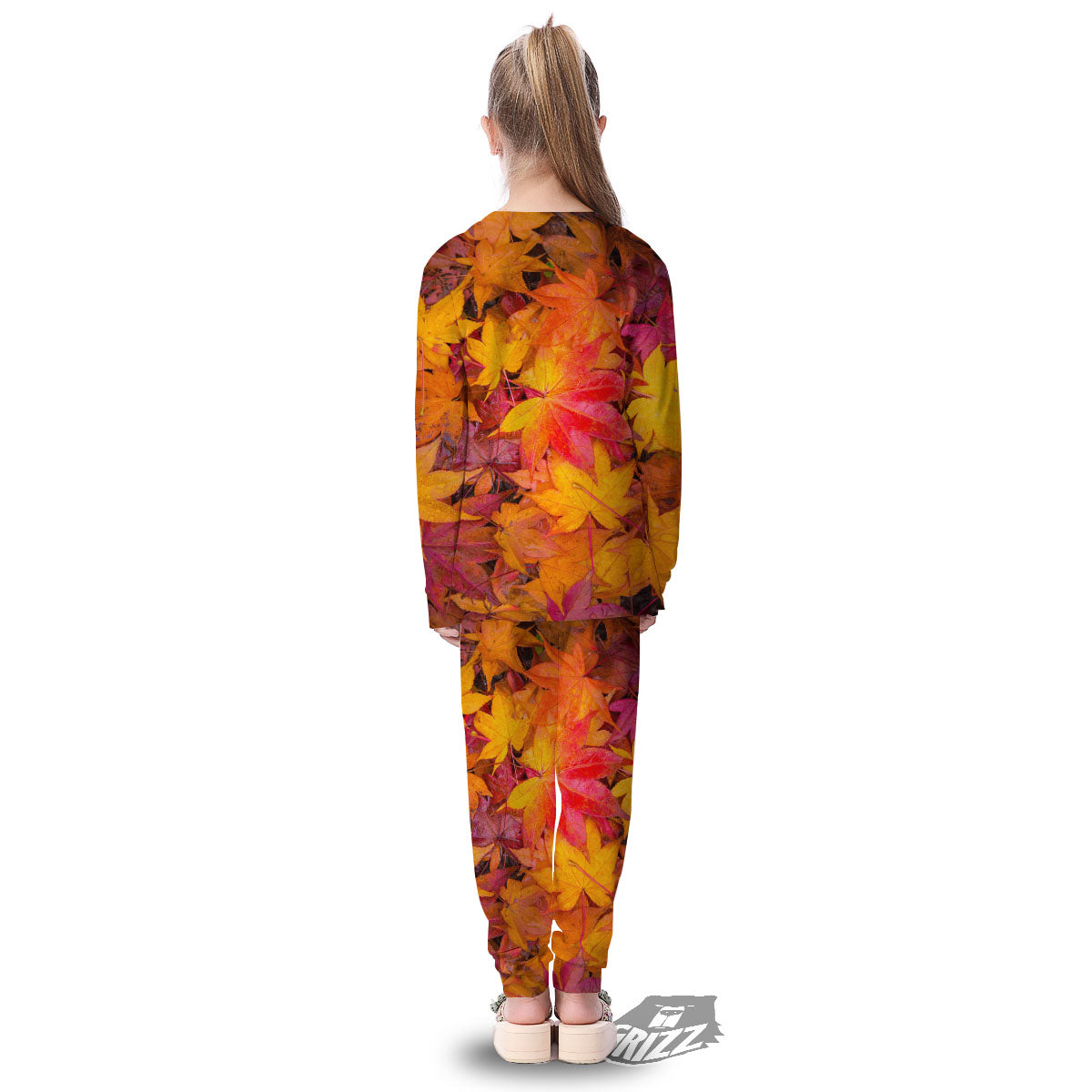 Autumn Leaves Print Kid's Pajamas-grizzshop