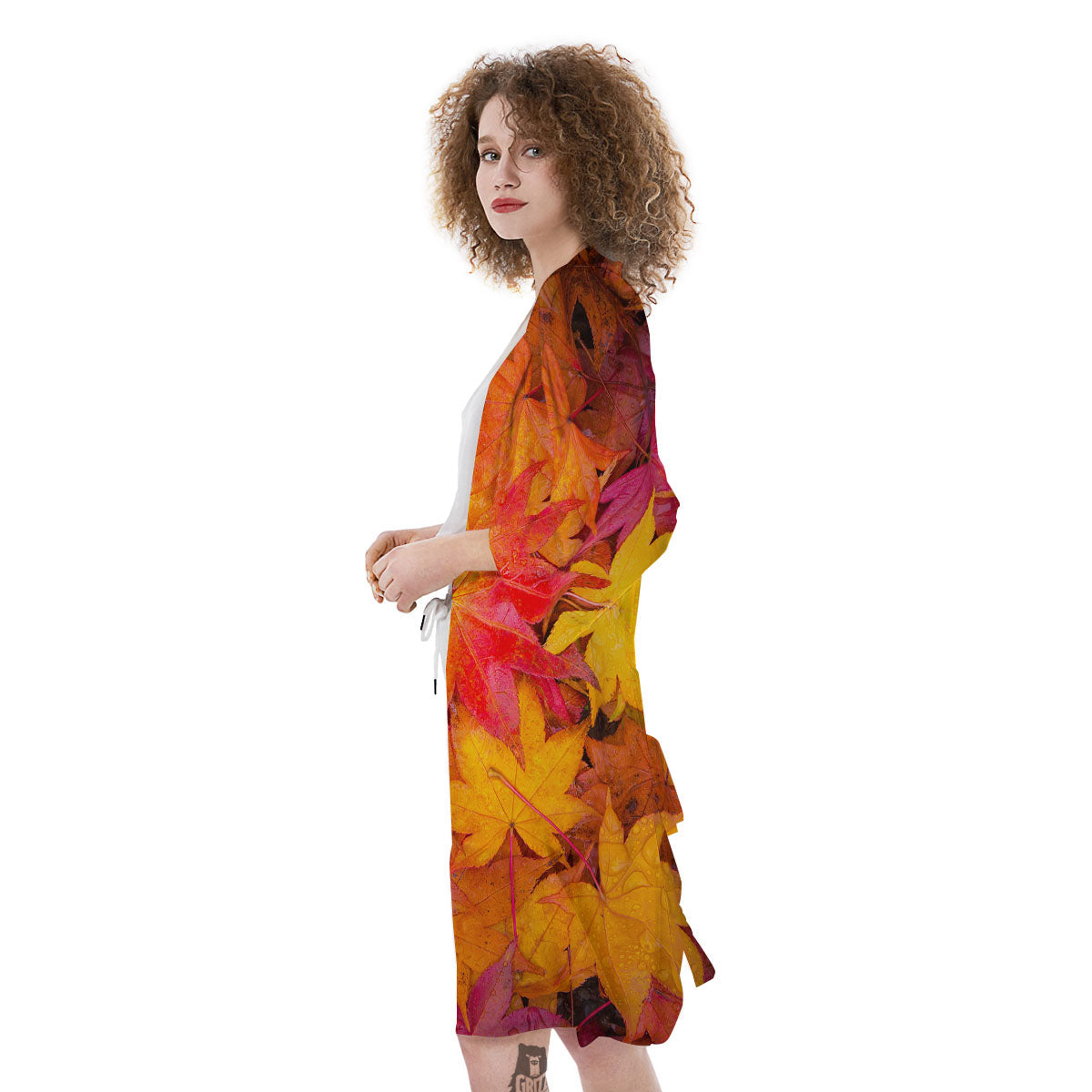 Autumn Leaves Print Kimono-grizzshop