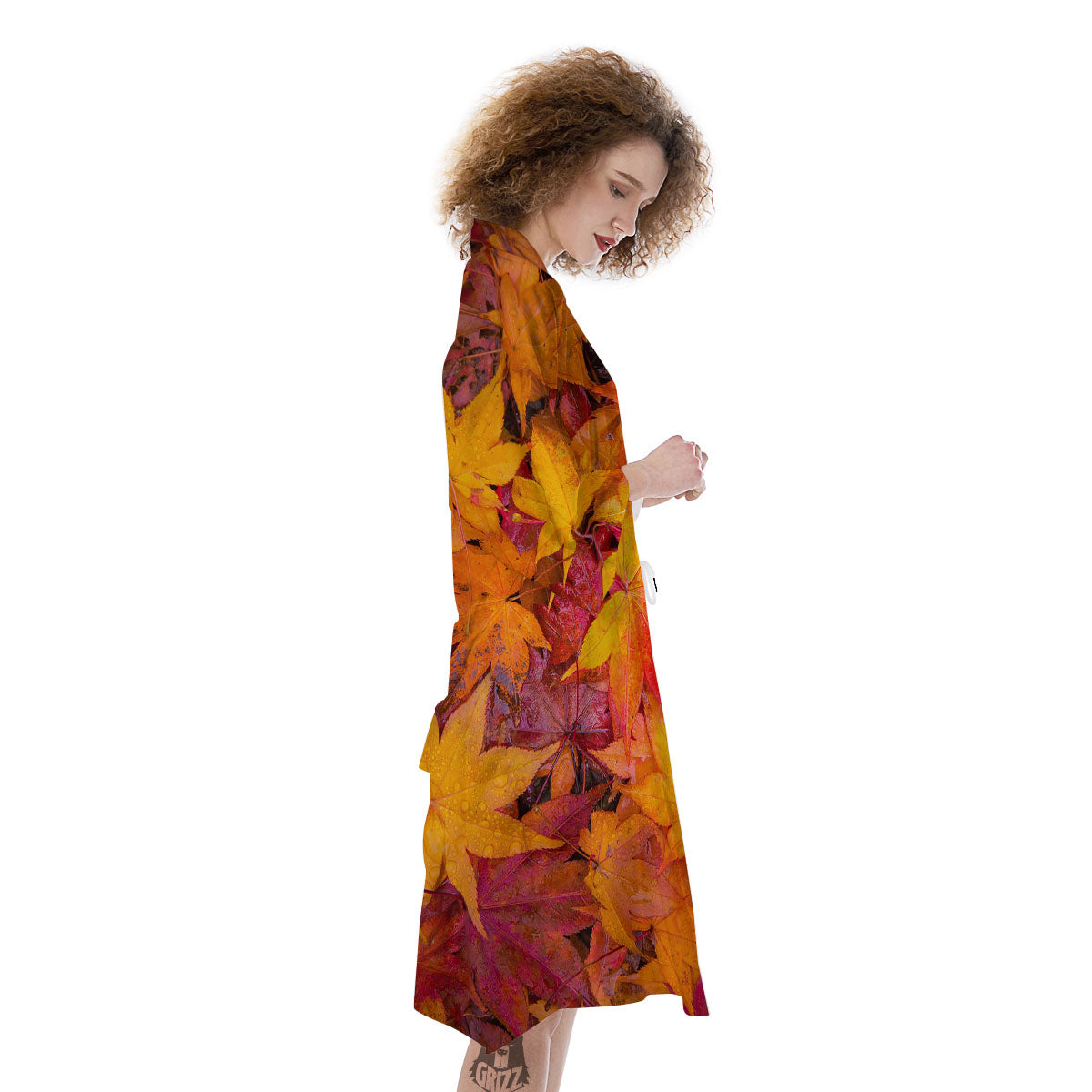 Autumn Leaves Print Kimono-grizzshop