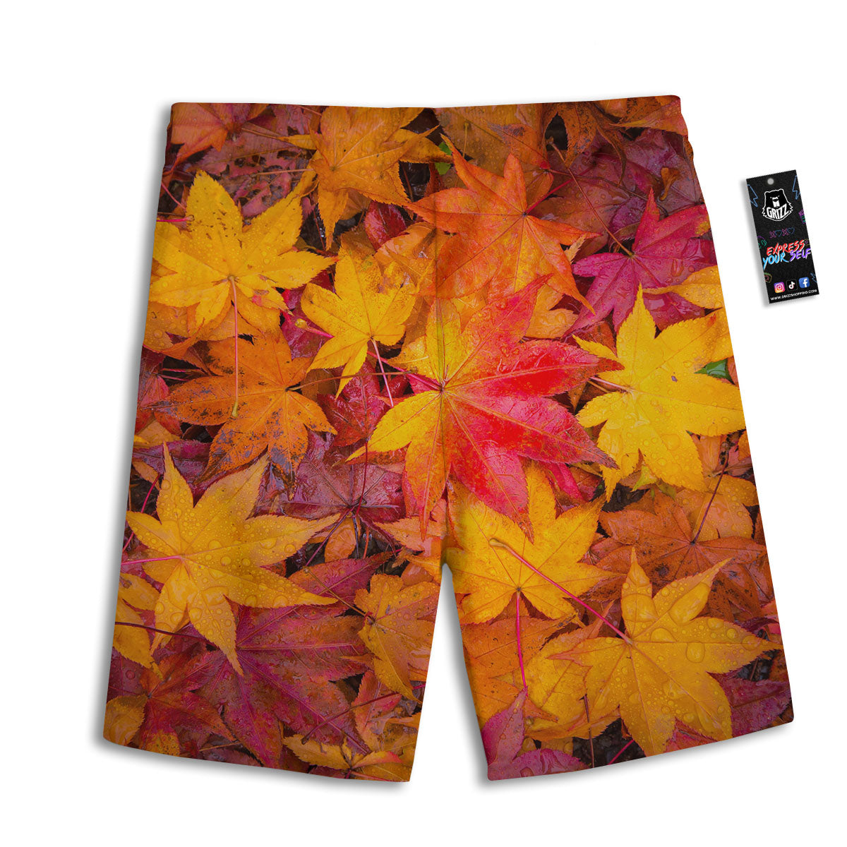 Autumn Leaves Print Men's Athletic Shorts