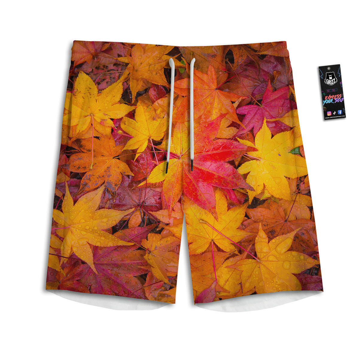Autumn Leaves Print Men's Athletic Shorts
