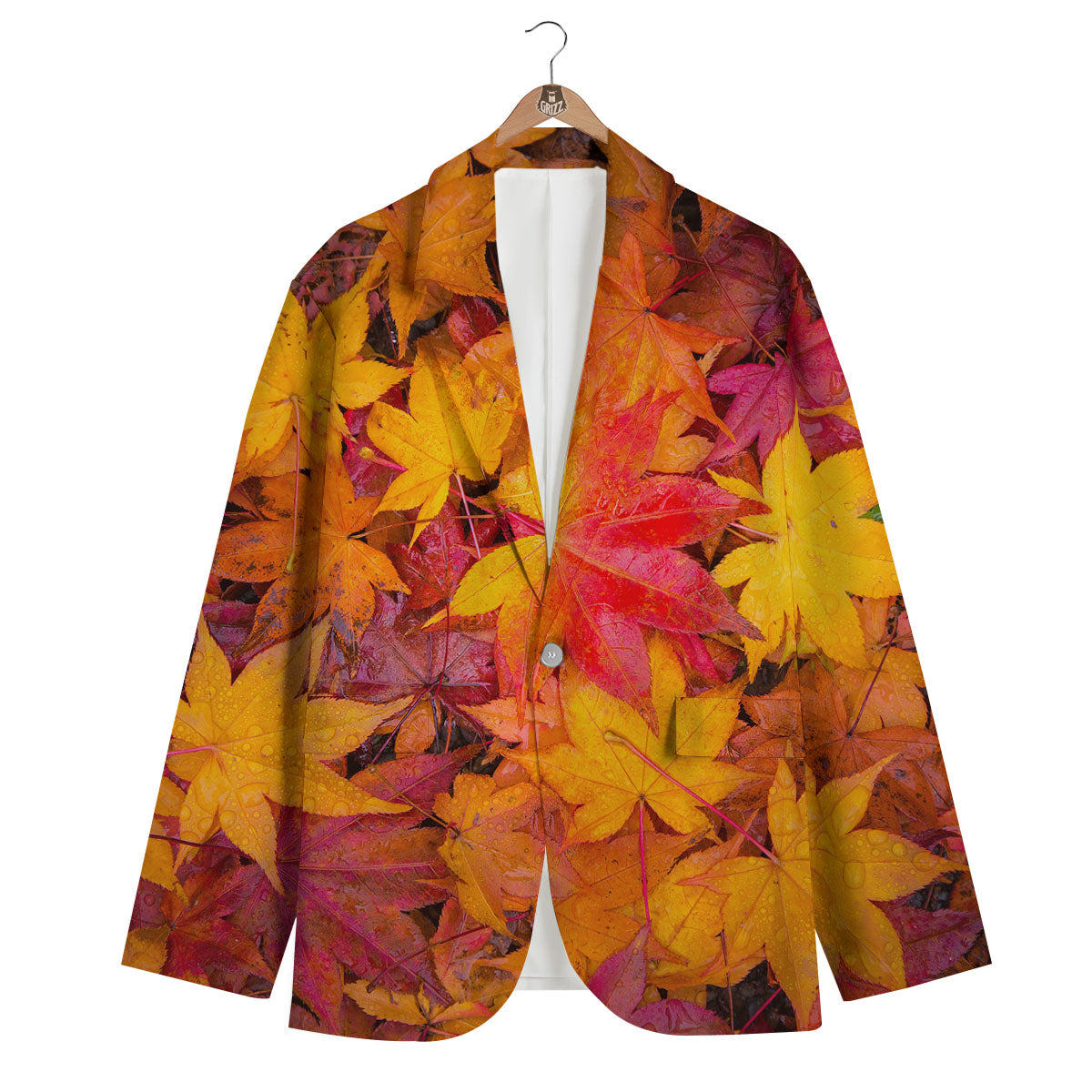Autumn Leaves Print Men's Blazer-grizzshop
