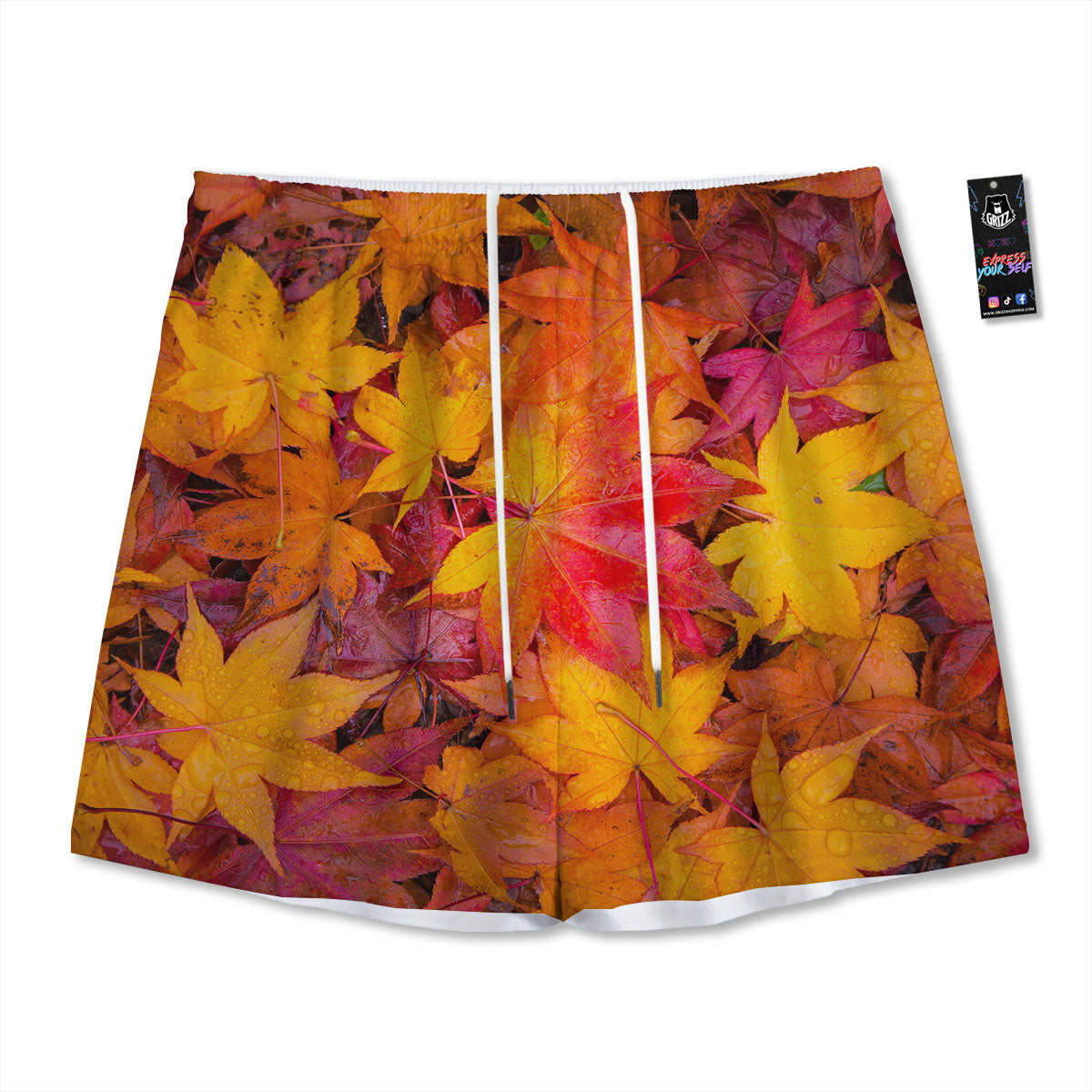 Boho Elephant Gold Cute Print Pattern Mesh Shorts