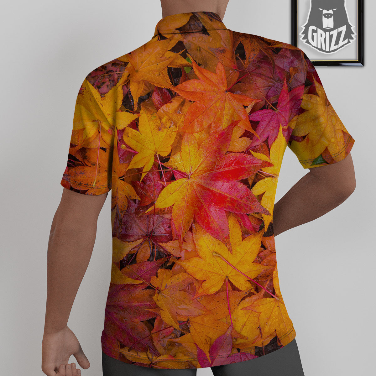 Autumn Leaves Print Untucked Shirts-grizzshop