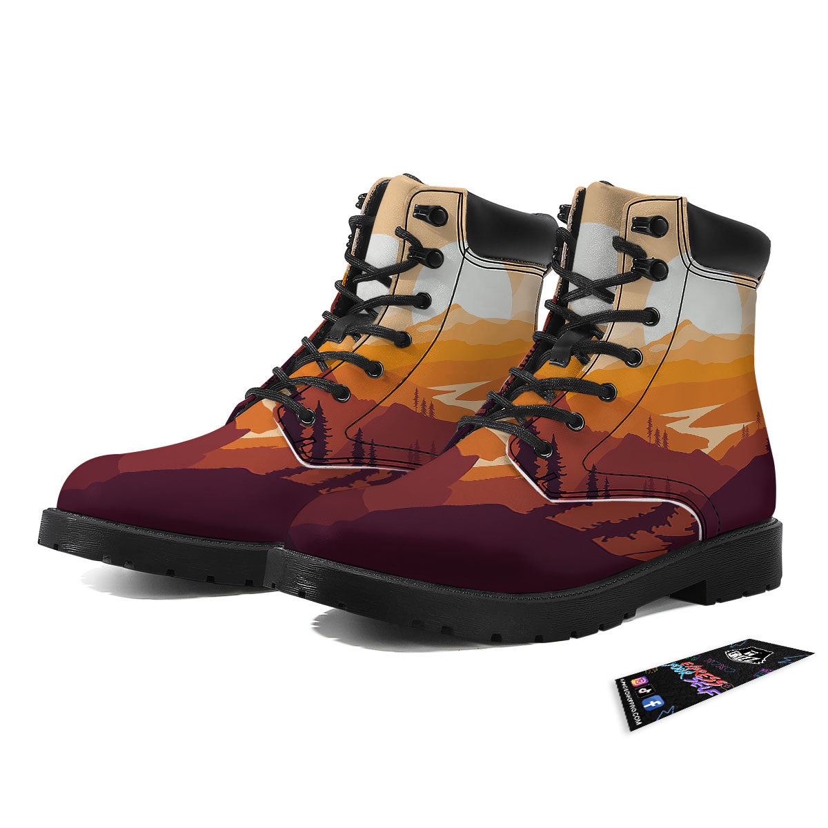 Autumn Mountains Sunset Print Boots-grizzshop