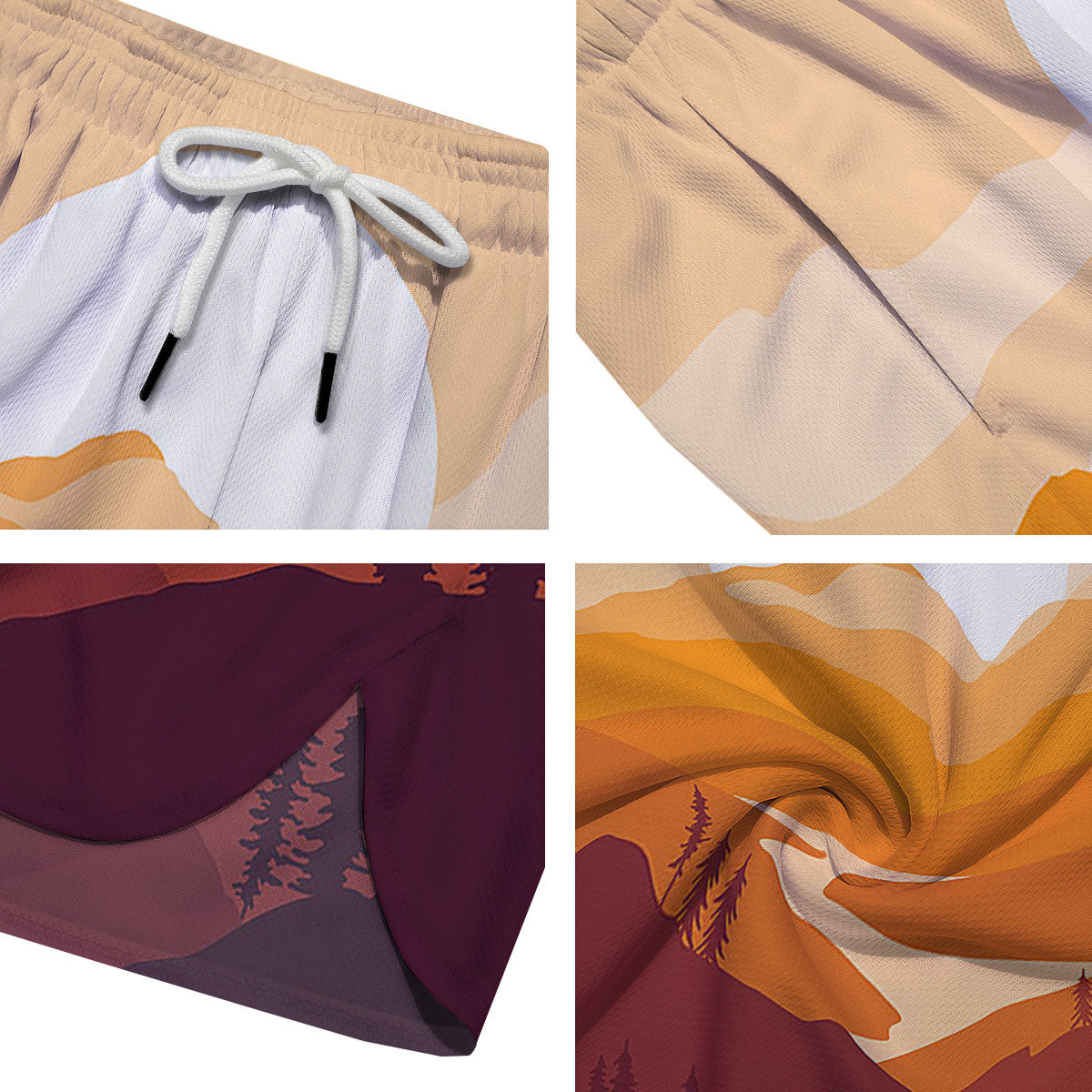 Autumn Mountains Sunset Print Men's Running Shorts-grizzshop