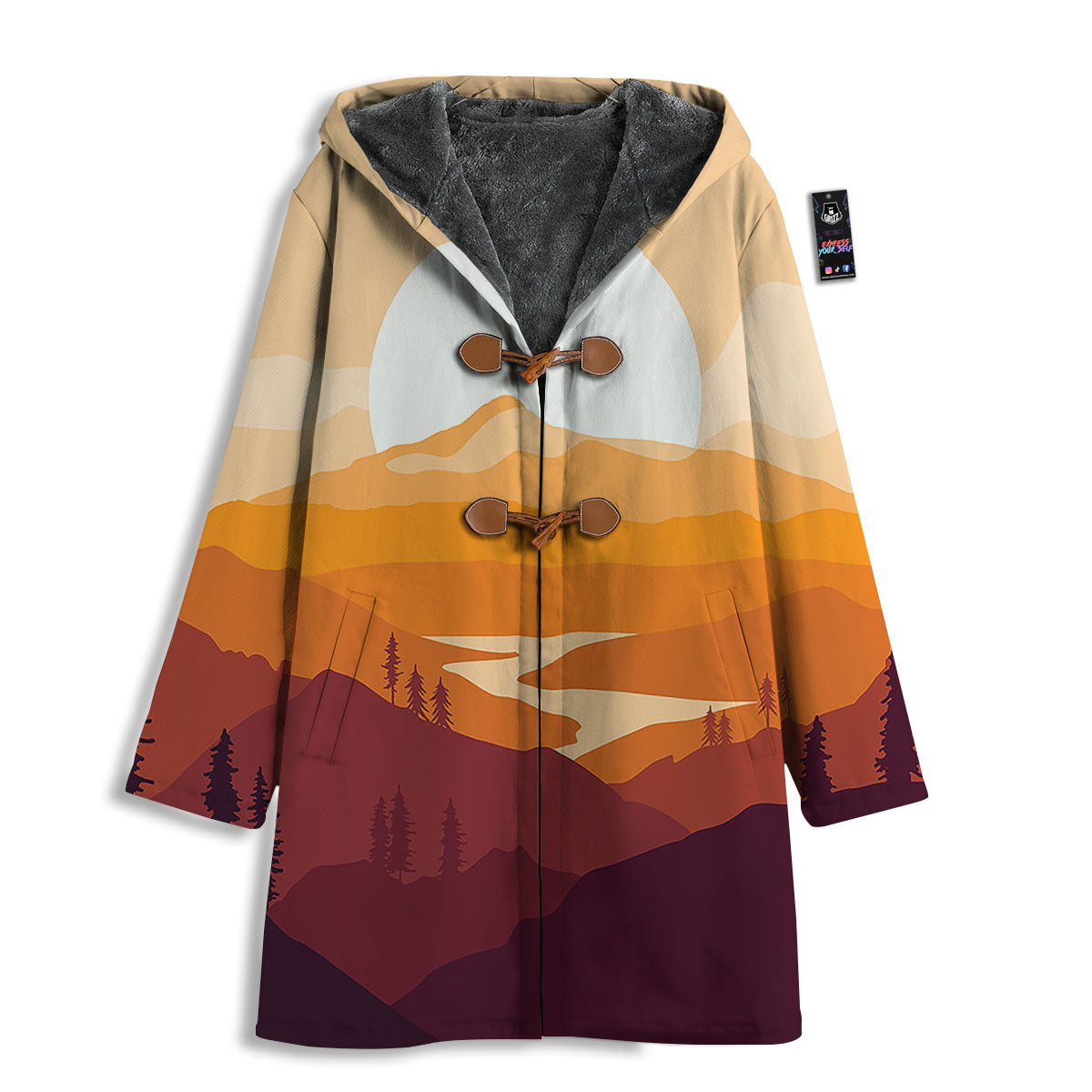 Autumn Mountains Sunset Print Men's Windbreaker Jacket-grizzshop