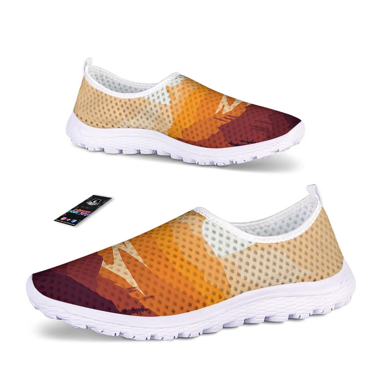 Autumn Mountains Sunset Print Nurse Shoes-grizzshop