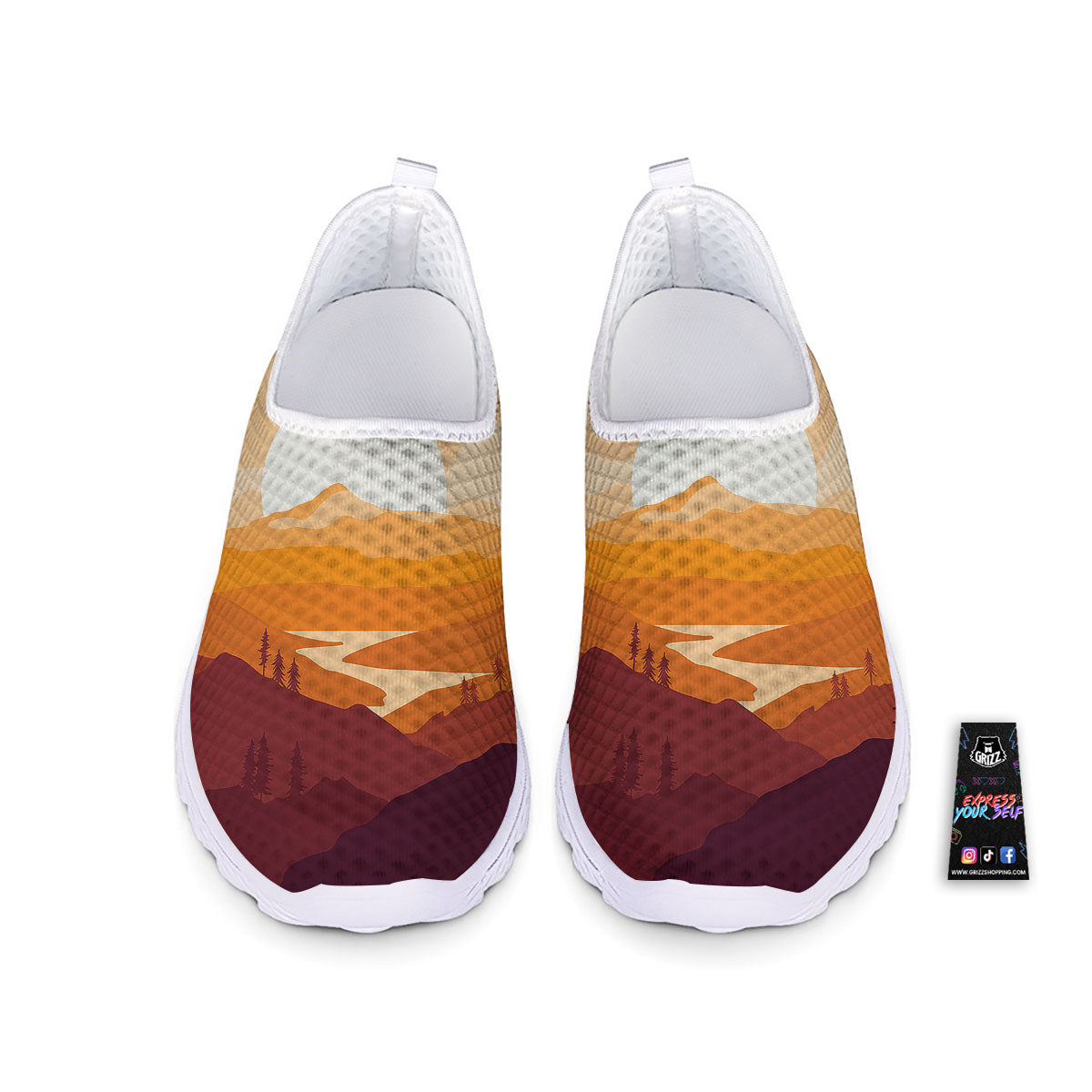 Autumn Mountains Sunset Print Nurse Shoes-grizzshop