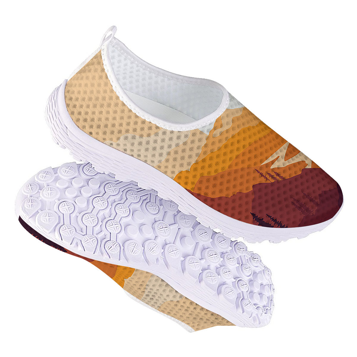 Autumn Mountains Sunset Print Nurse Shoes-grizzshop