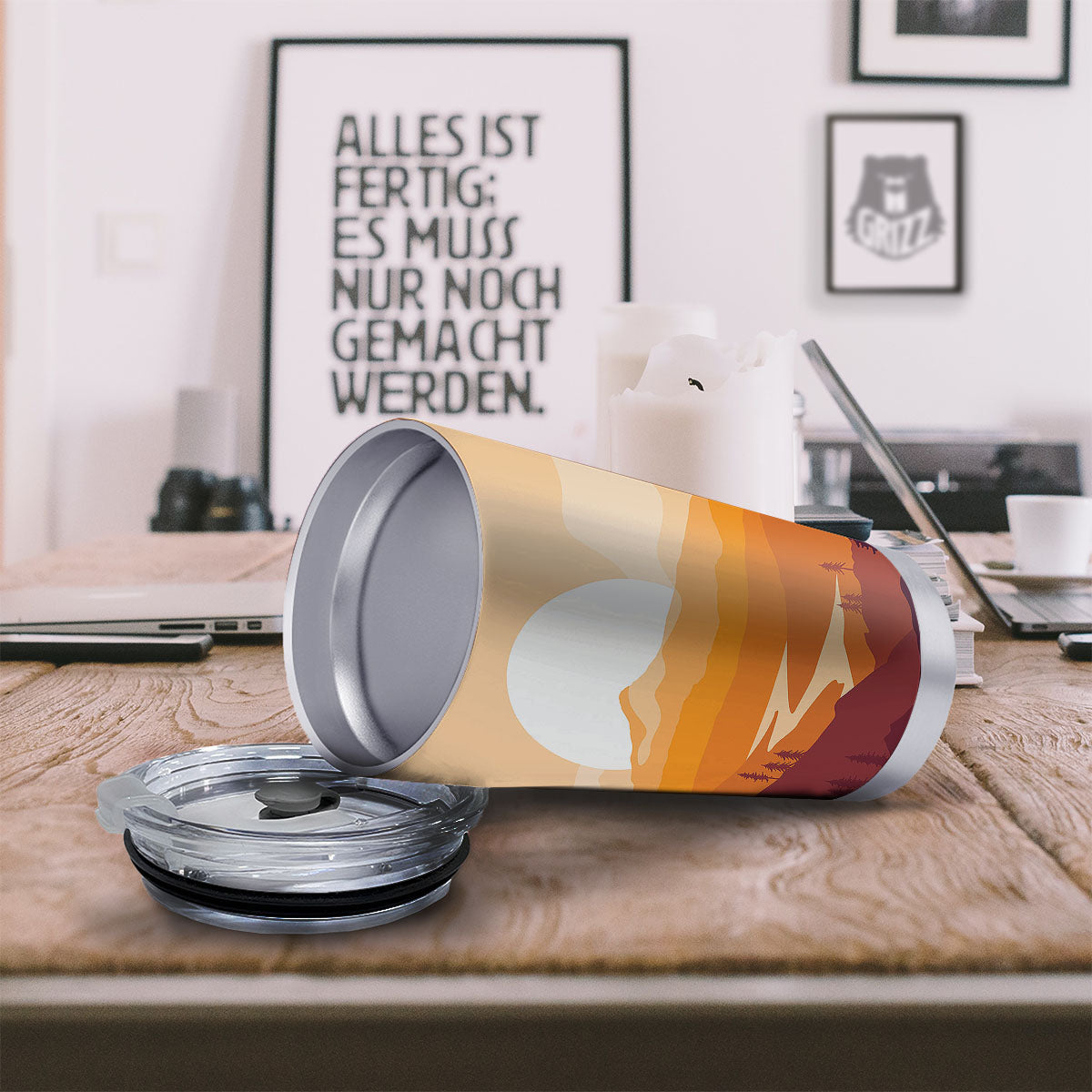 Autumn Mountains Sunset Print Tumbler-grizzshop