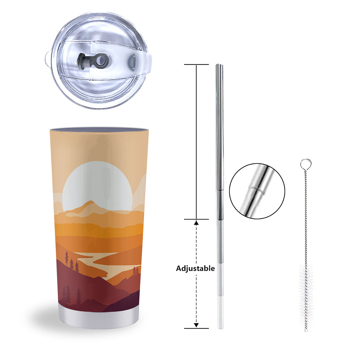 Autumn Mountains Sunset Print Tumbler-grizzshop