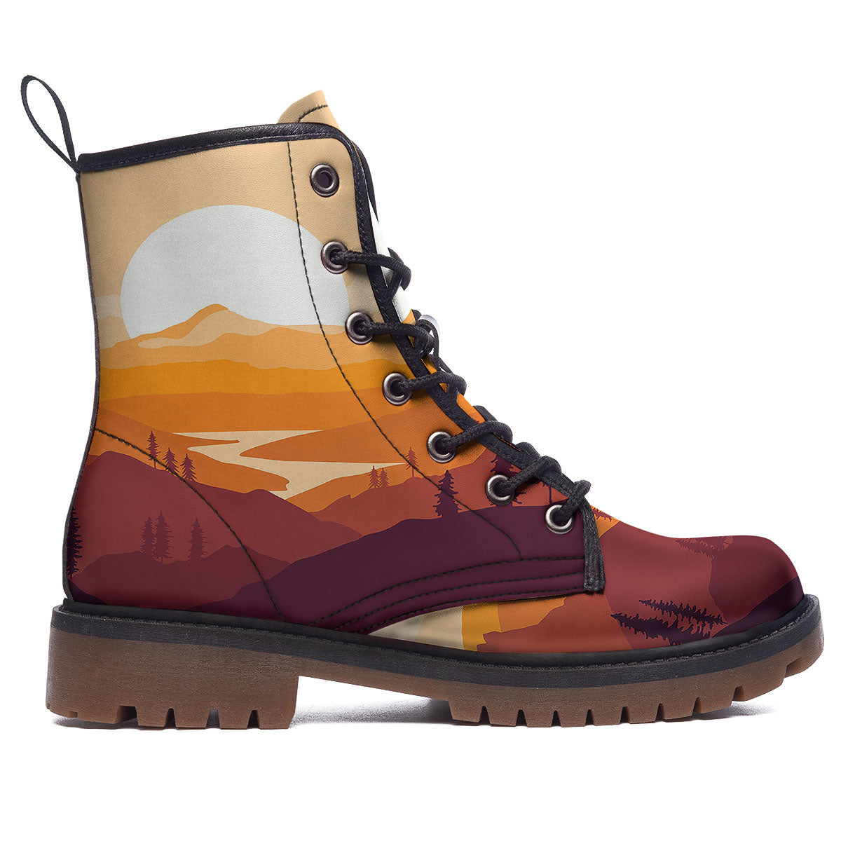 Autumn Mountains Sunset Print Work Boots-grizzshop
