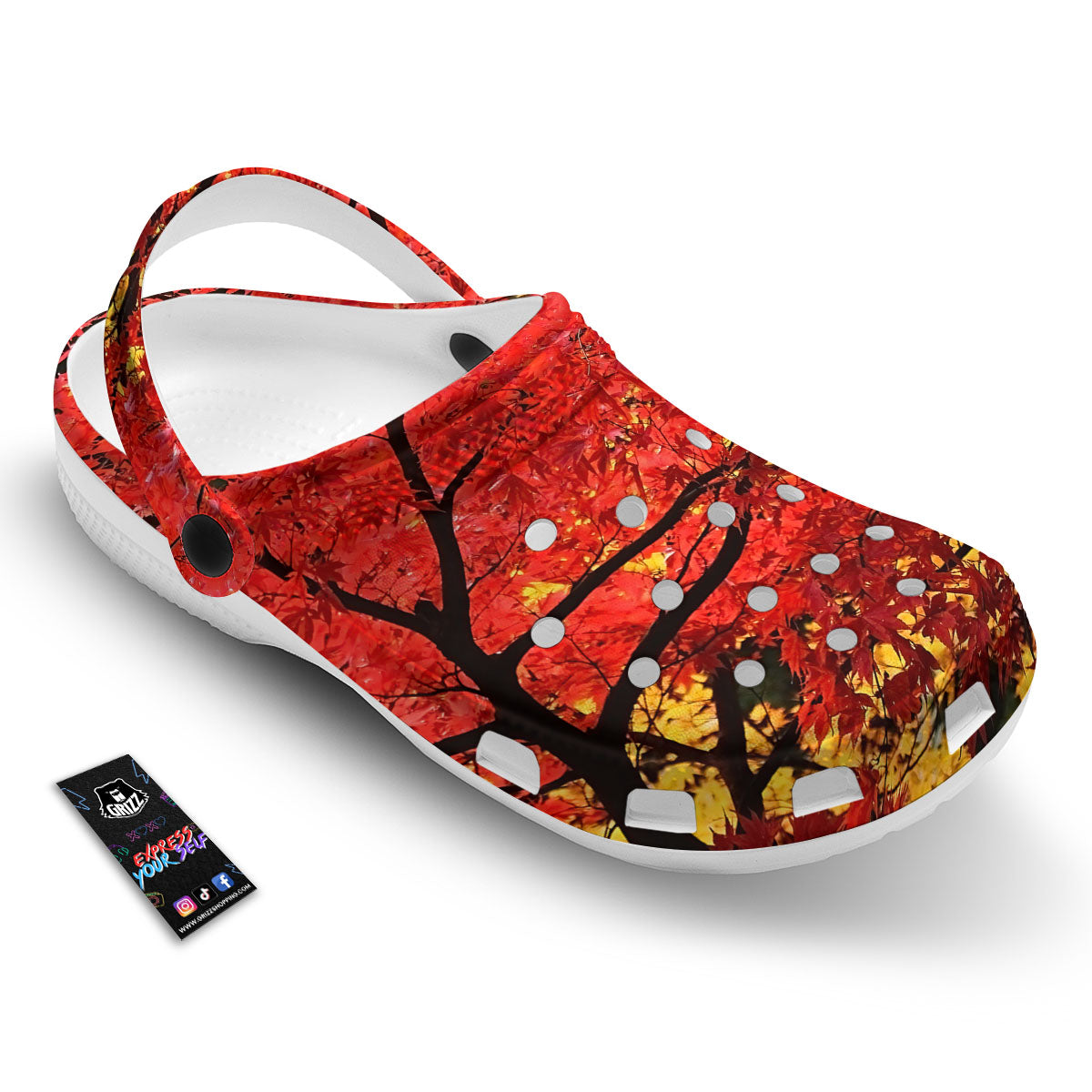 Autumn Trees Red Print Clog-grizzshop