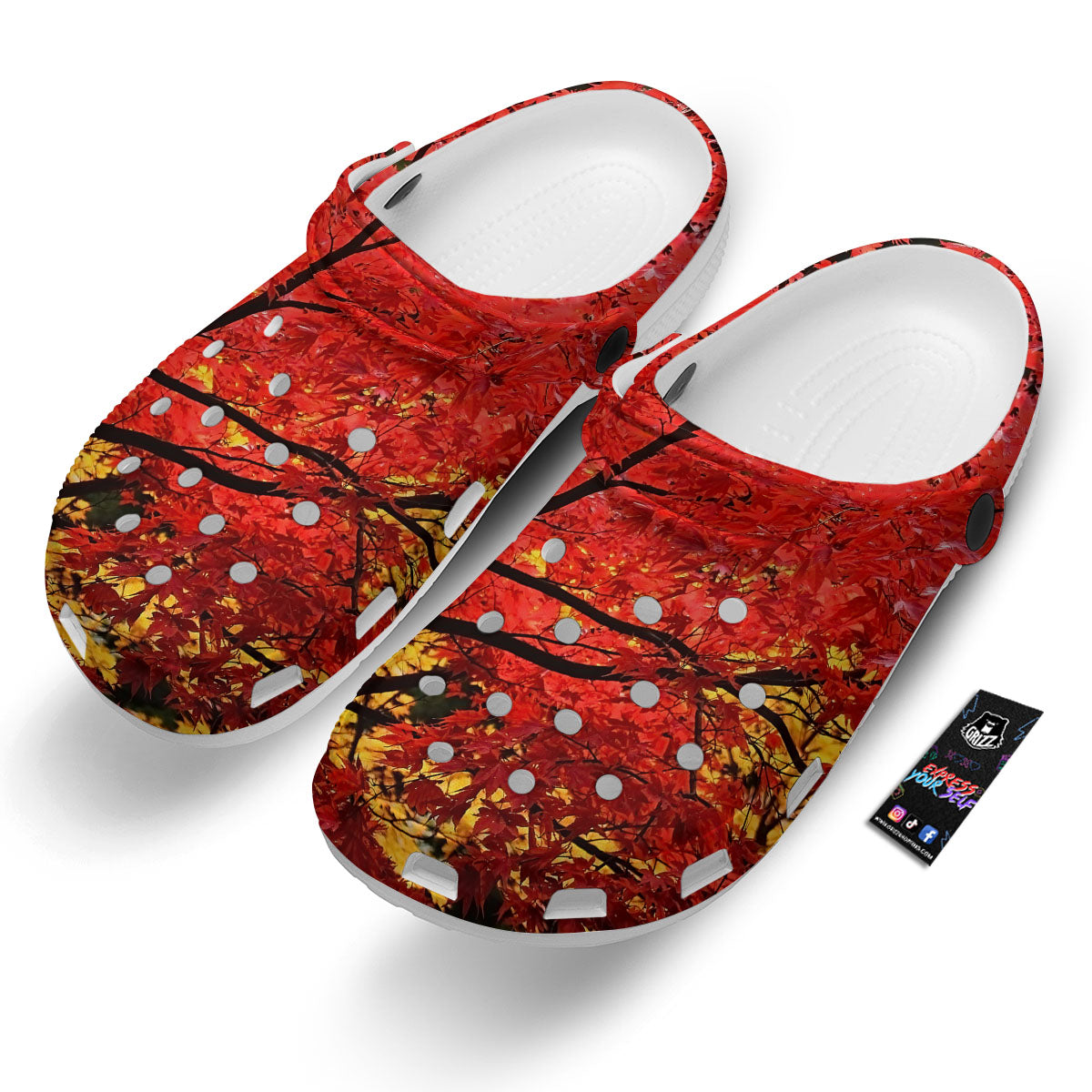 Autumn Trees Red Print Clog-grizzshop