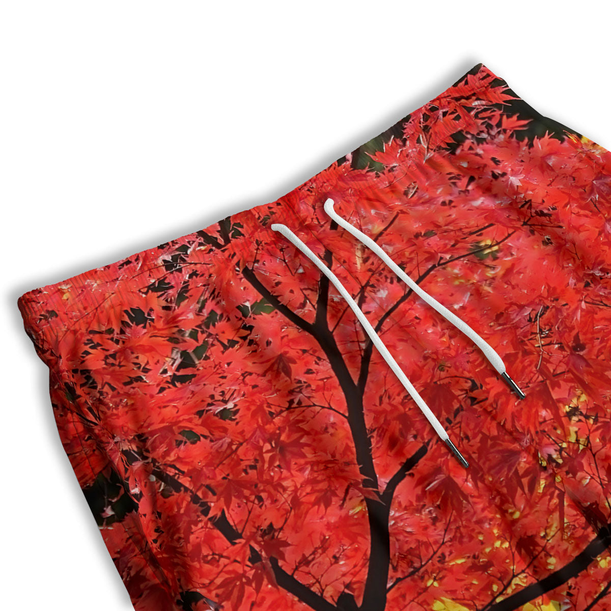 Autumn Trees Red Print Men's Athletic Shorts