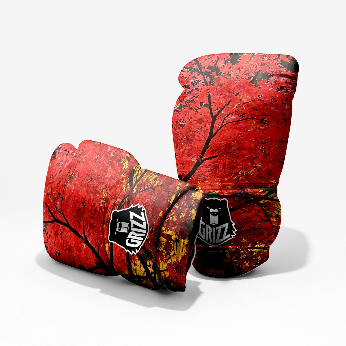 Autumn Trees Red Print Pro Boxing Glove