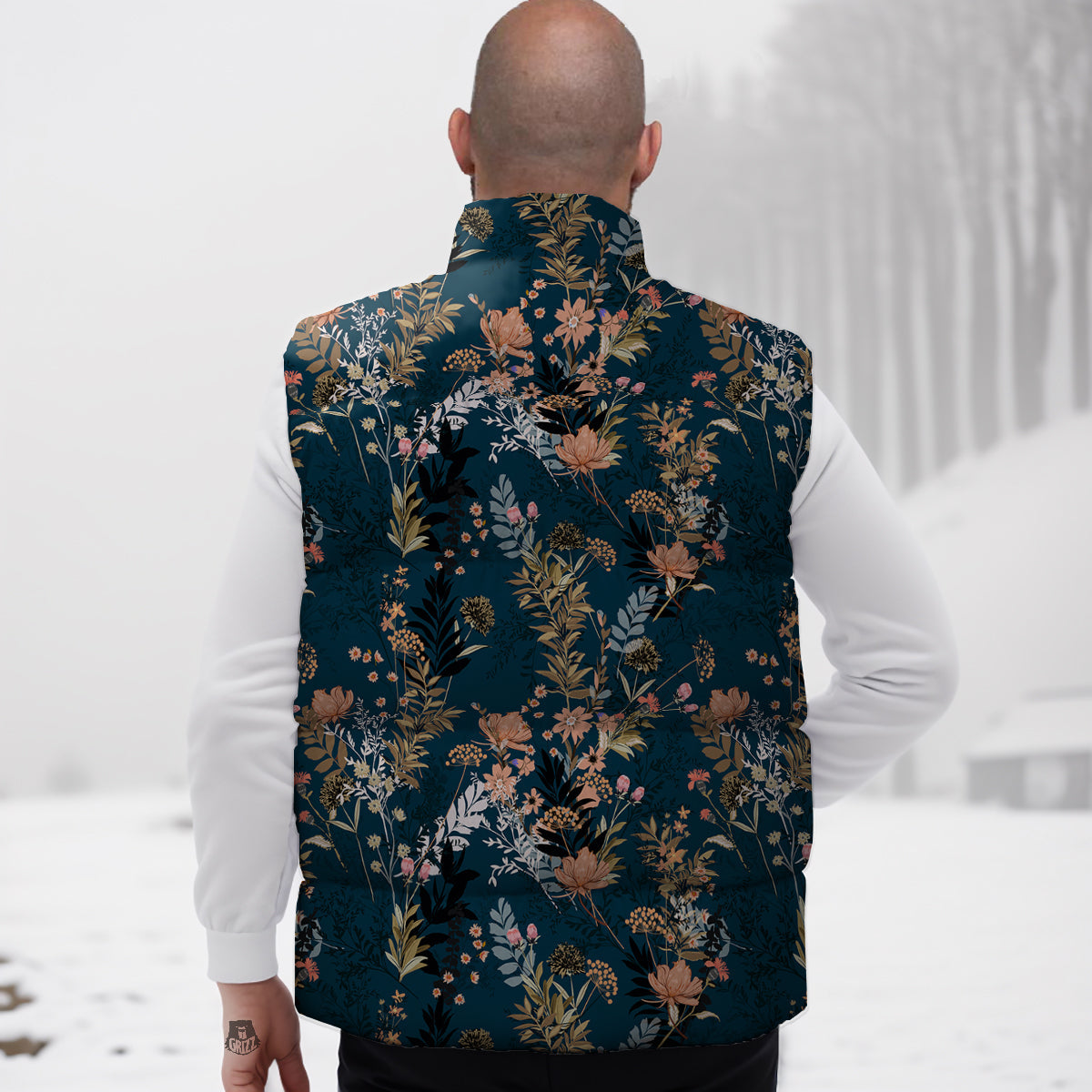 Autumn Vintage Print Pattern Down Vest