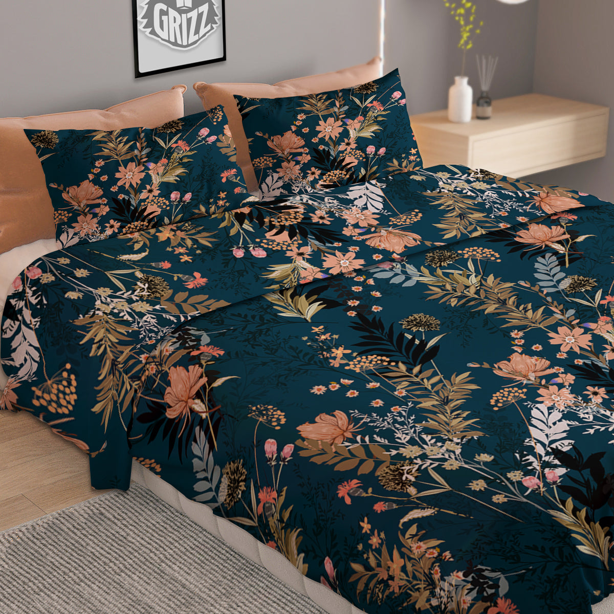 Autumn Vintage Print Pattern Duvet Cover Bedding Set