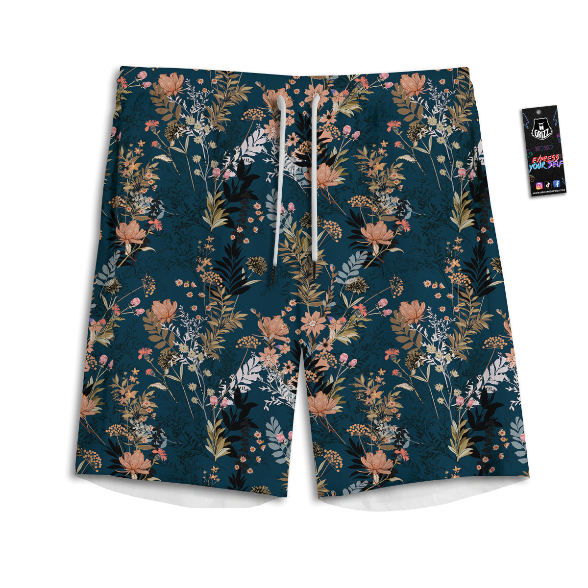 Autumn Vintage Print Pattern Men's Athletic Shorts