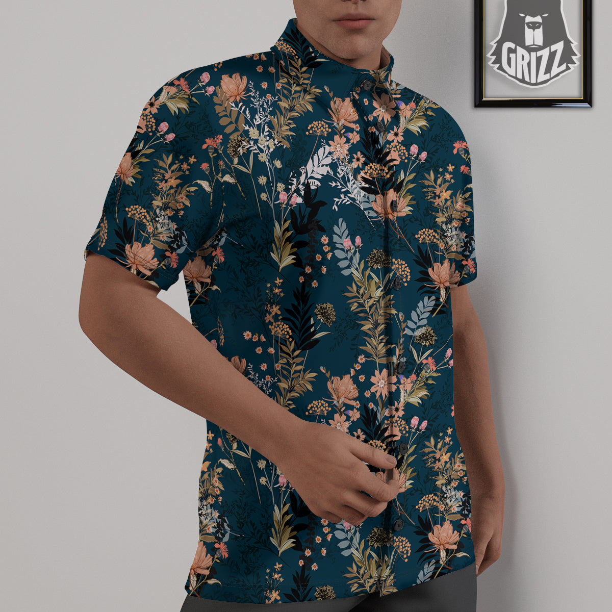 Autumn Vintage Print Pattern Untucked Shirts-grizzshop