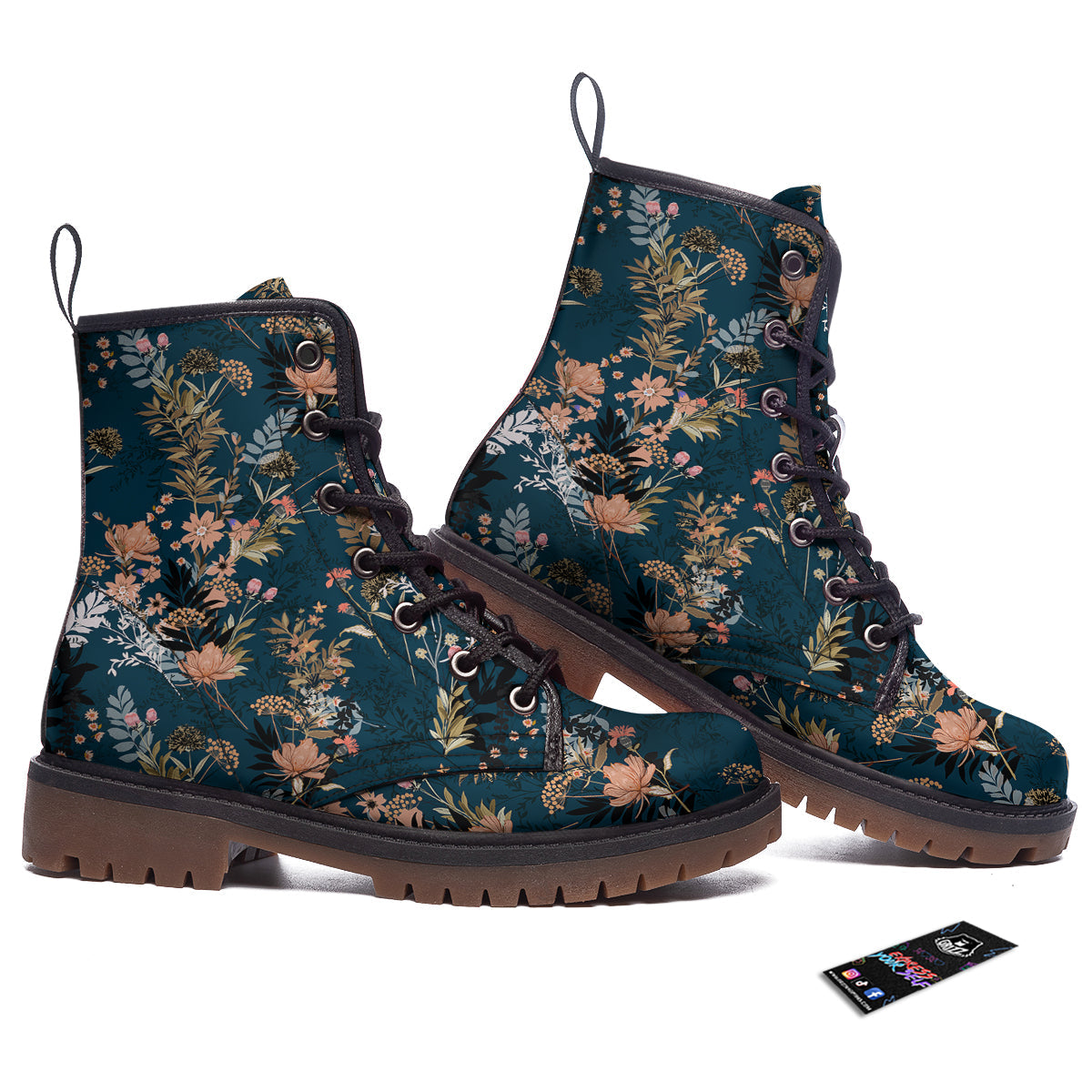 Autumn Vintage Print Pattern Work Boots-grizzshop