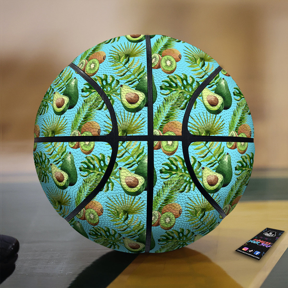 Avocado And Watercolor Kiwi Print Pattern Basketball