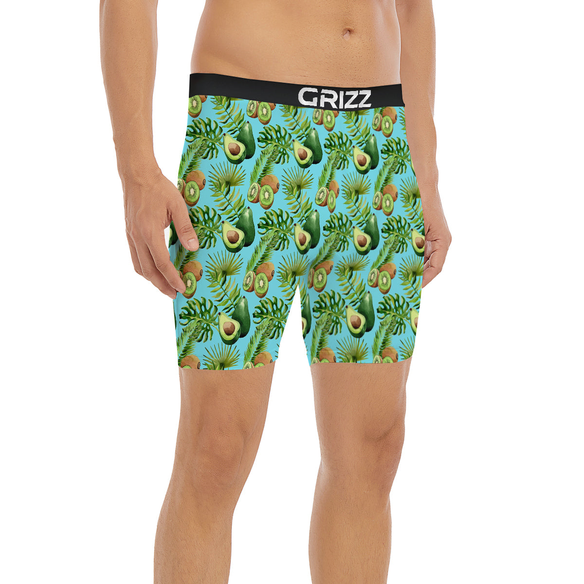 Avocado And Watercolor Kiwi Print Pattern Boxer Briefs-grizzshop