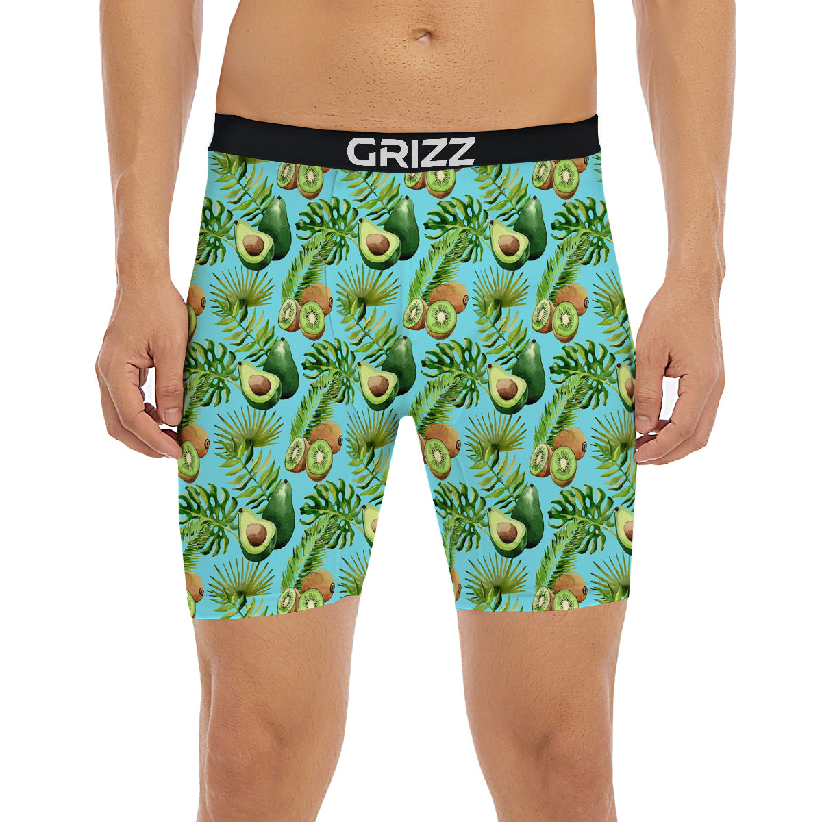 Avocado And Watercolor Kiwi Print Pattern Boxer Briefs-grizzshop