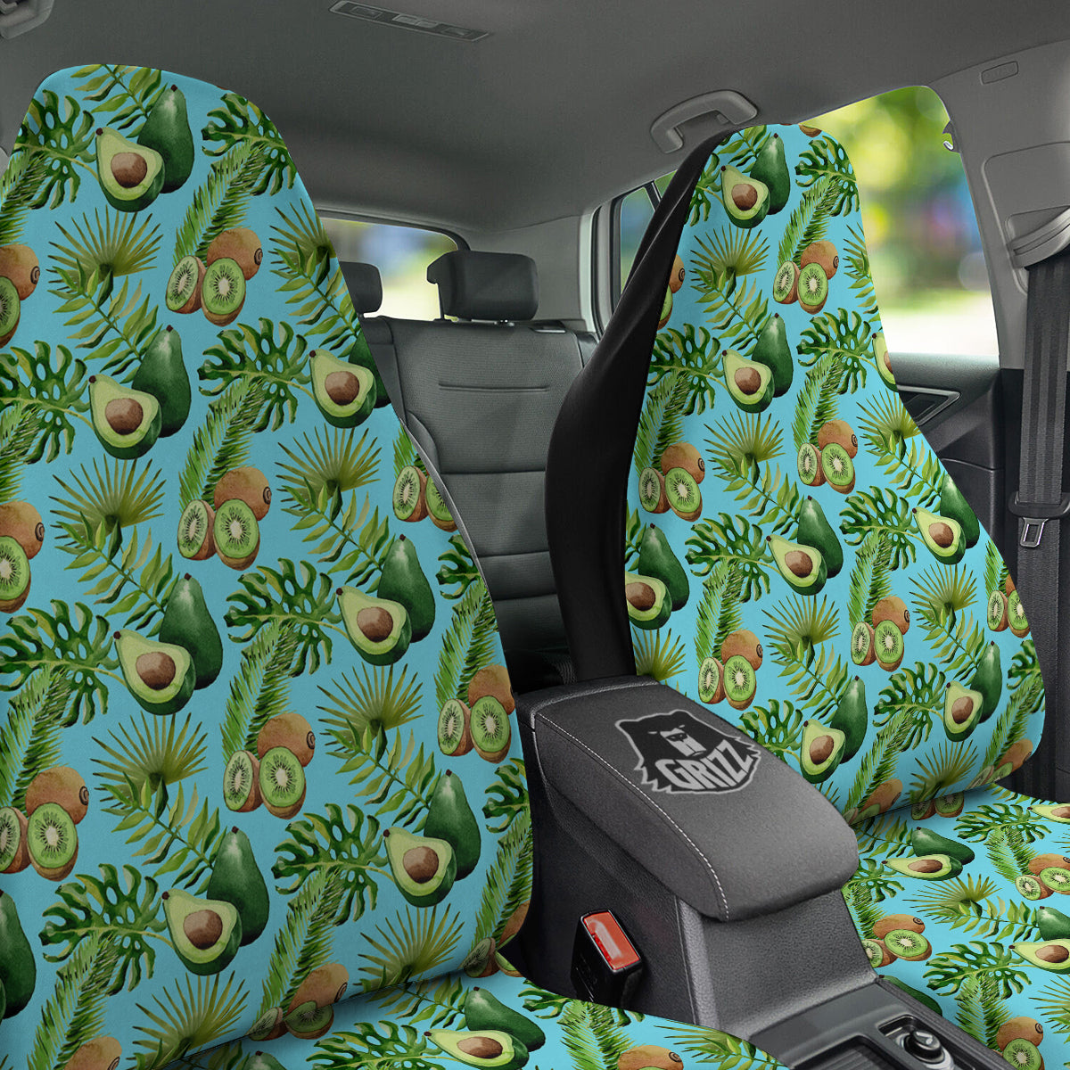 Avocado And Watercolor Kiwi Print Pattern Car Seat Covers-grizzshop