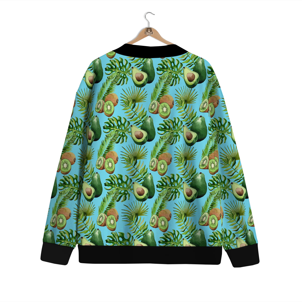 Avocado And Watercolor Kiwi Print Pattern Cardigan-grizzshop