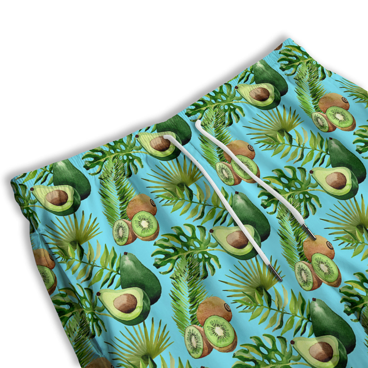 Avocado And Watercolor Kiwi Print Pattern Men's Athletic Shorts