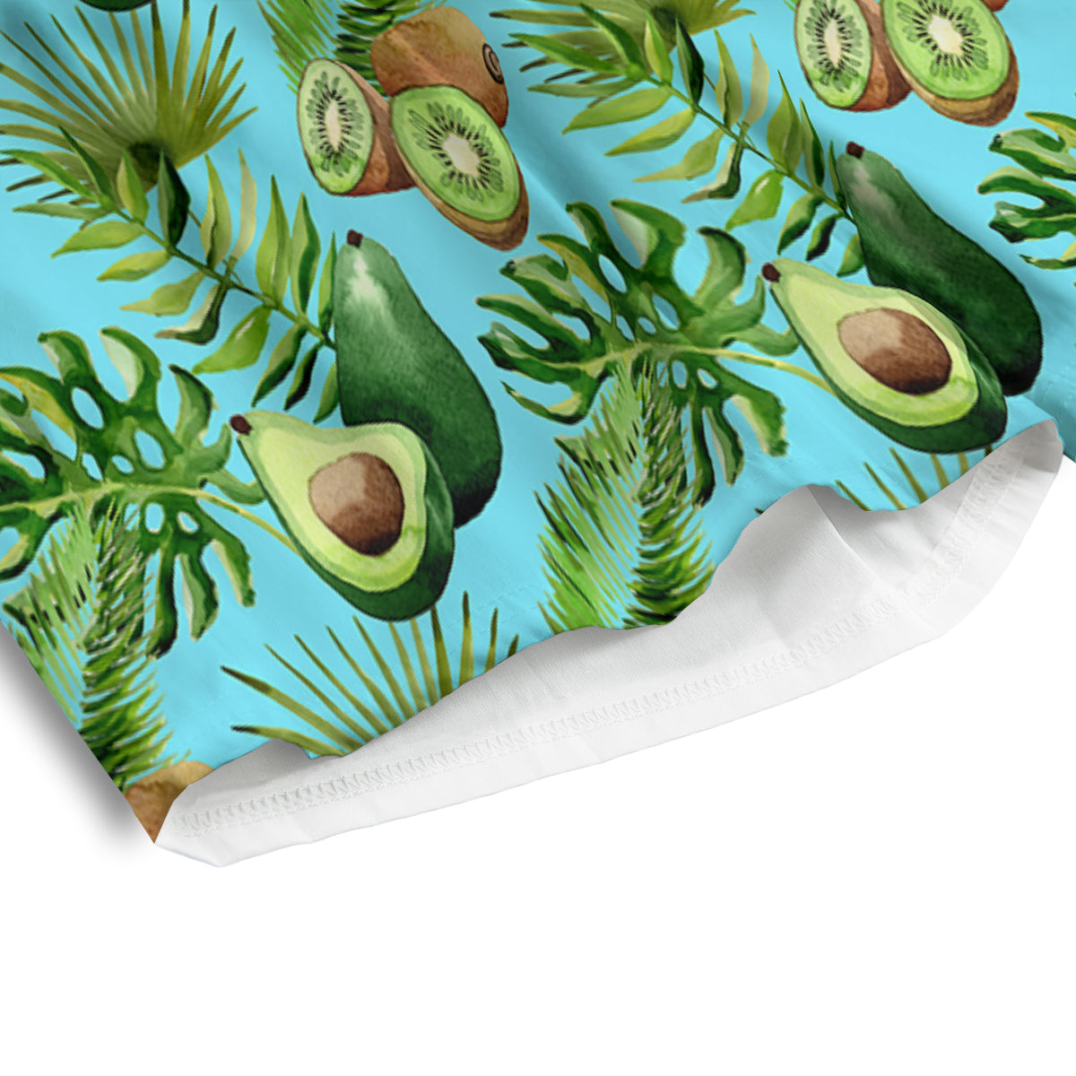 Avocado And Watercolor Kiwi Print Pattern Men's Athletic Shorts