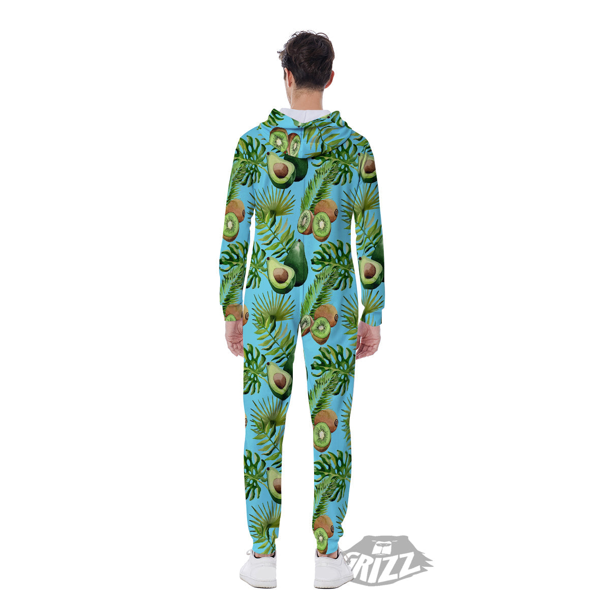 Avocado And Watercolor Kiwi Print Pattern Men's Jumpsuit-grizzshop