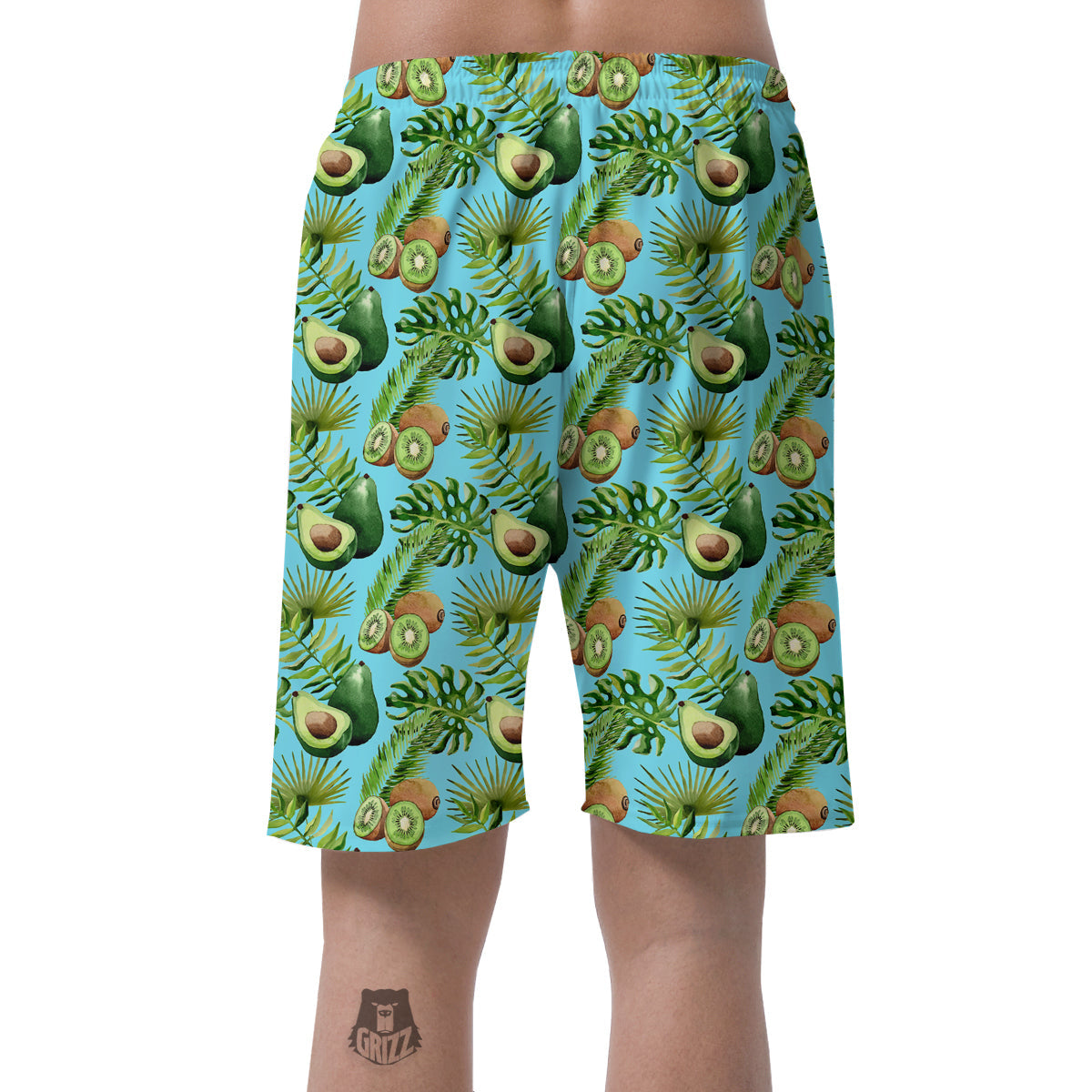 Avocado And Watercolor Kiwi Print Pattern Men's Shorts-grizzshop