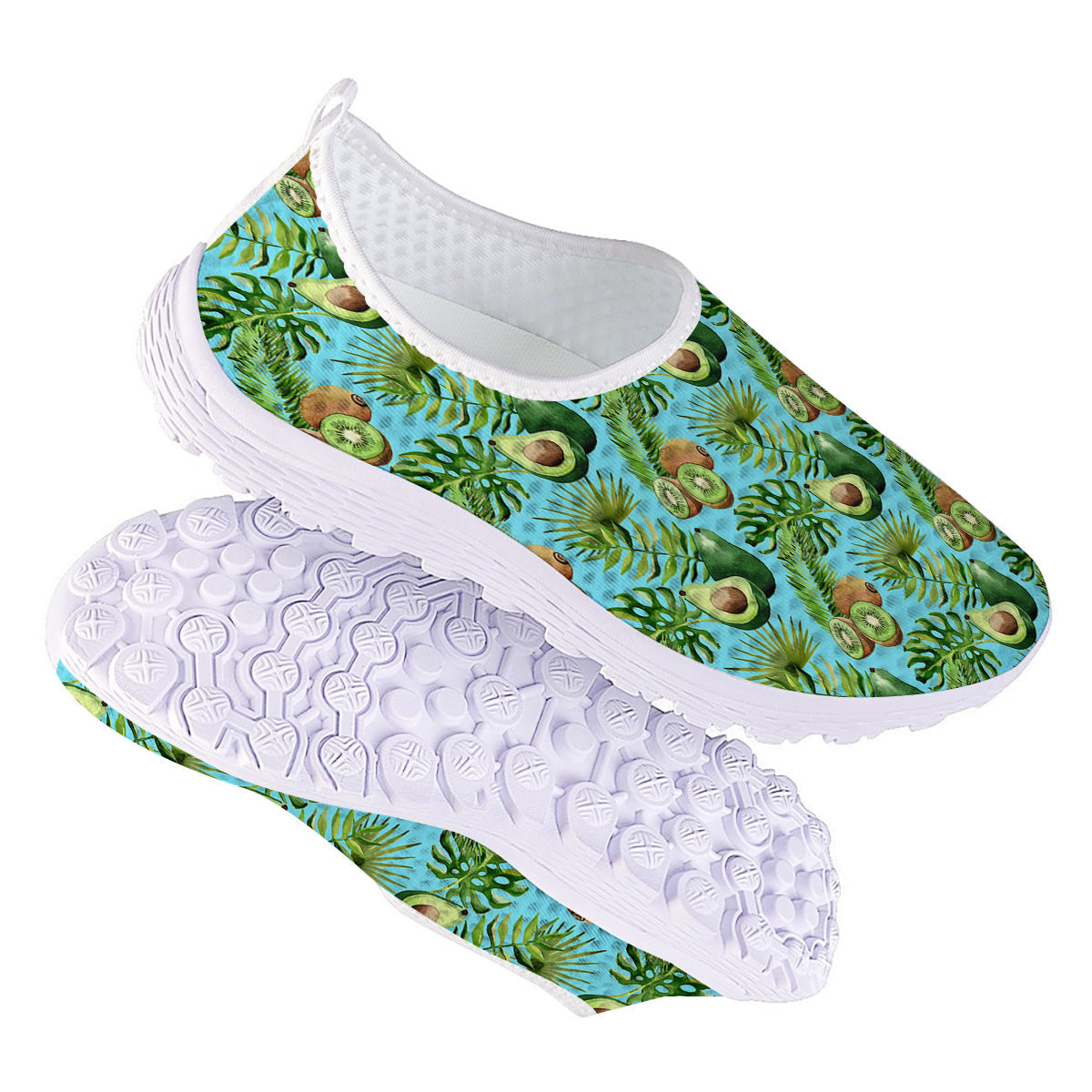 Avocado And Watercolor Kiwi Print Pattern Nurse Shoes-grizzshop