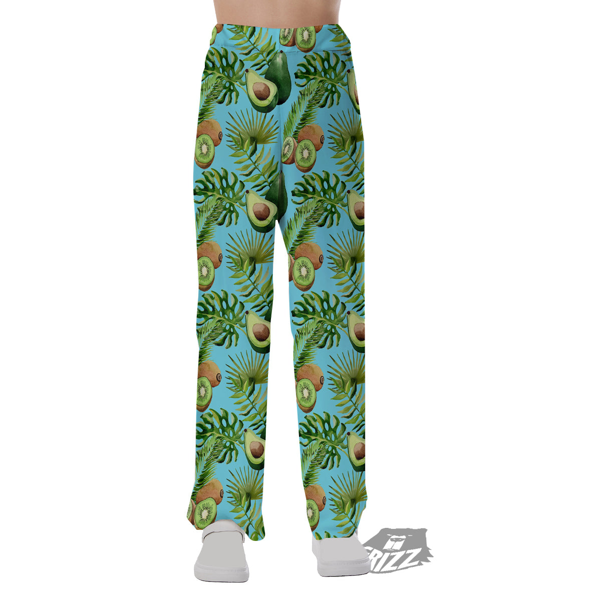 Avocado And Watercolor Kiwi Print Pattern Pajama Pants-grizzshop