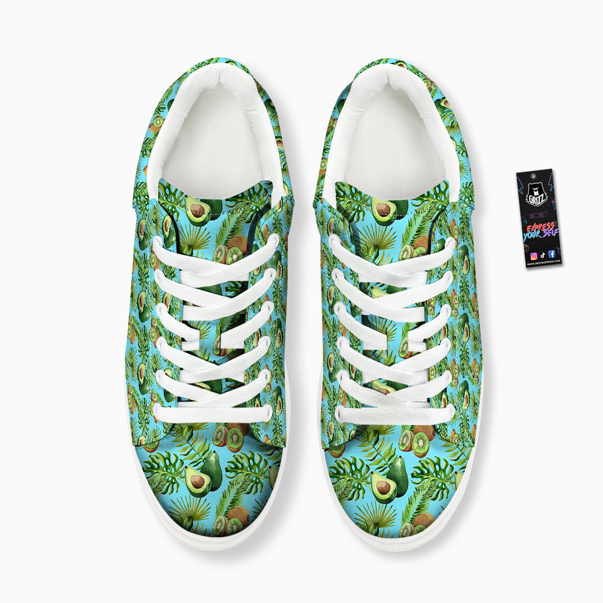 Avocado And Watercolor Kiwi Print Pattern Platform Shoes-grizzshop