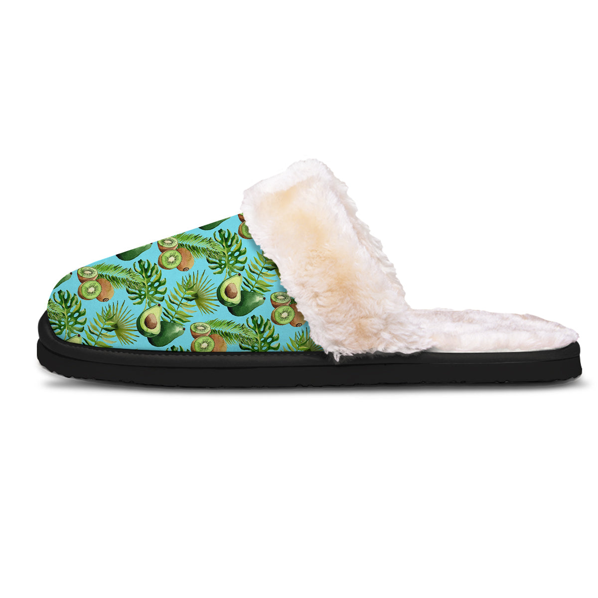 Avocado And Watercolor Kiwi Print Pattern Slippers-grizzshop