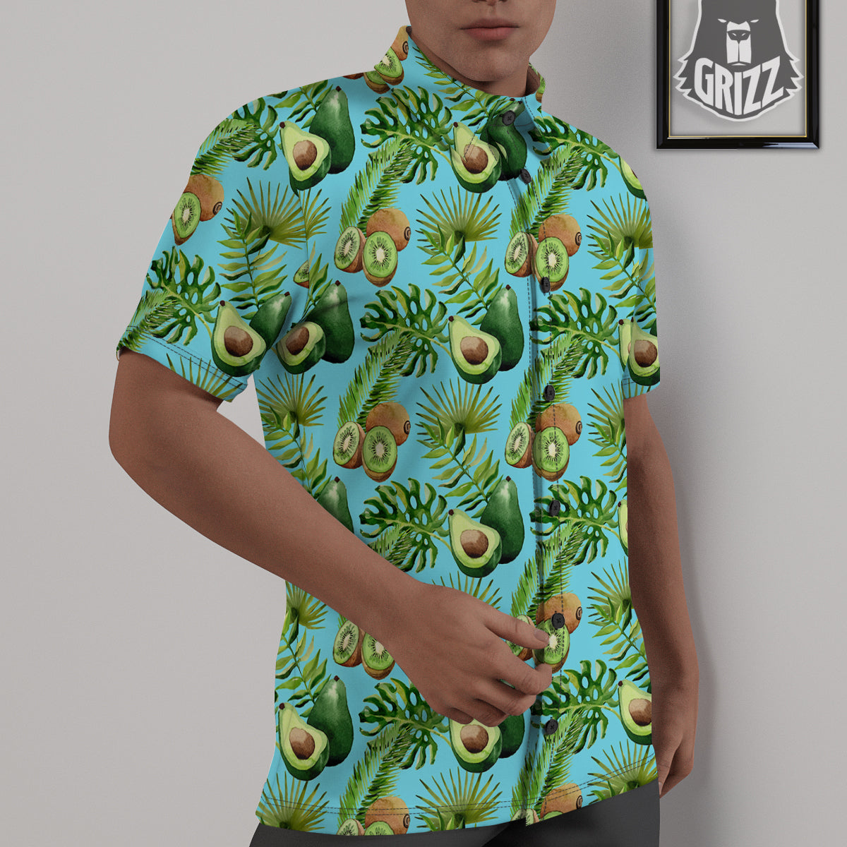 Avocado And Watercolor Kiwi Print Pattern Untucked Shirts-grizzshop