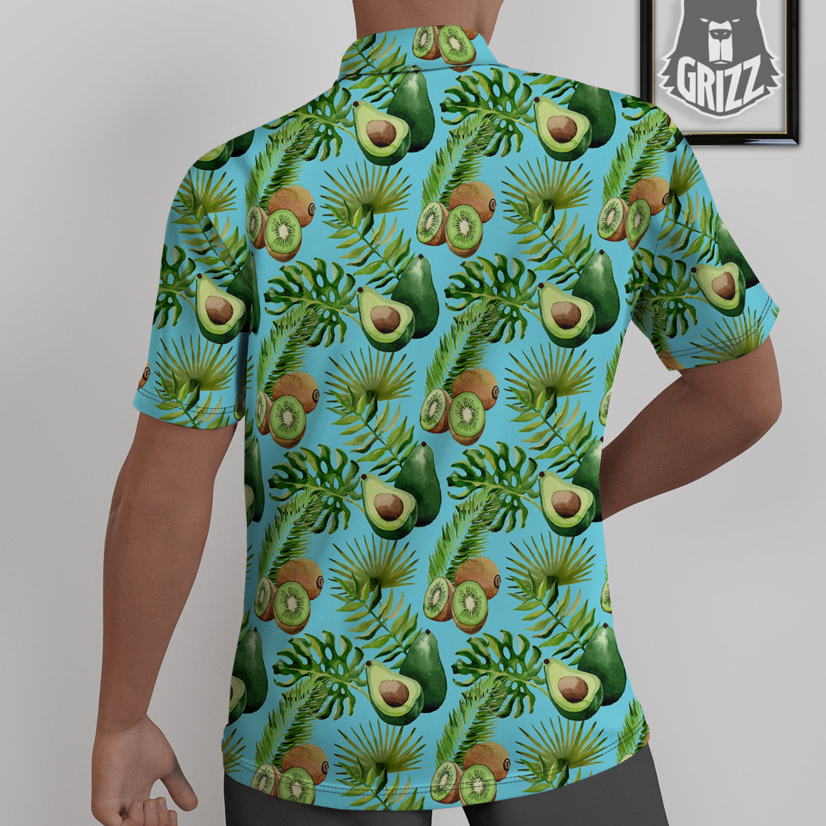Avocado And Watercolor Kiwi Print Pattern Untucked Shirts-grizzshop