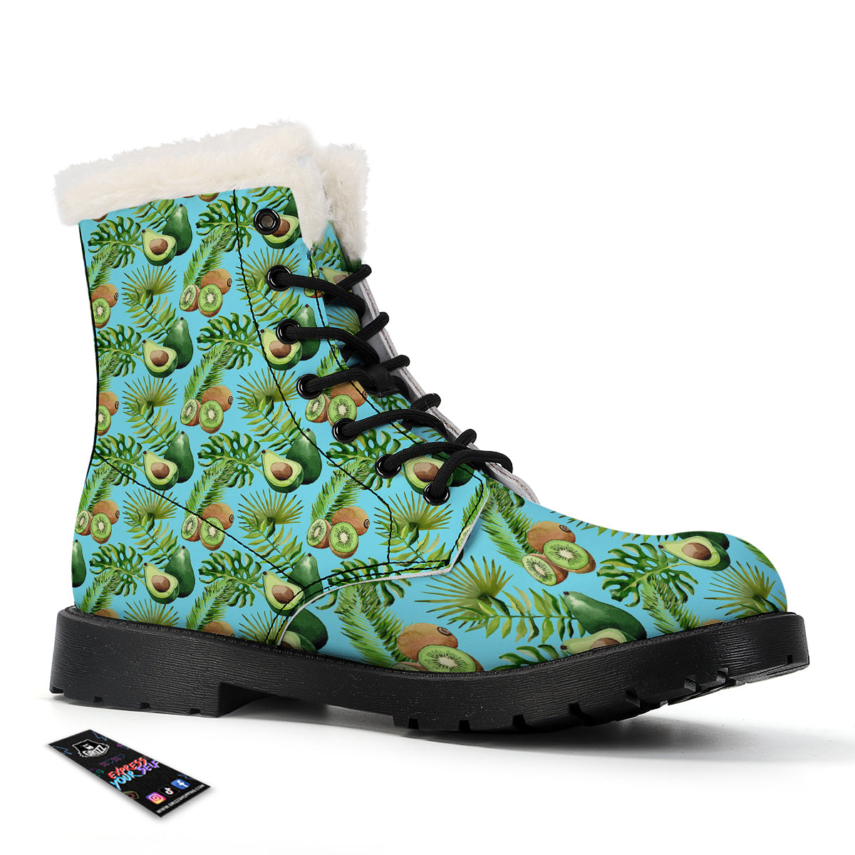 Avocado And Watercolor Kiwi Print Pattern Winter Boots-grizzshop