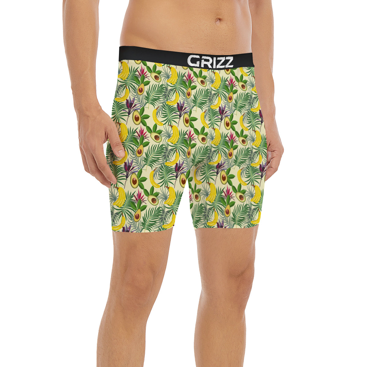 Avocado Banana Leaf Print Pattern Boxer Briefs-grizzshop
