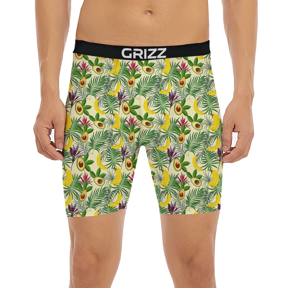 Avocado Banana Leaf Print Pattern Boxer Briefs-grizzshop