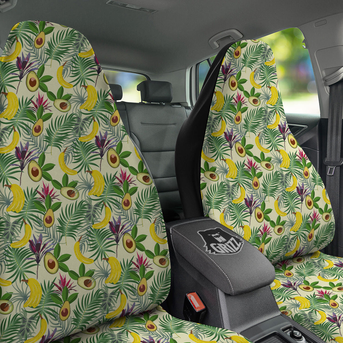Avocado Banana Leaf Print Pattern Car Seat Covers-grizzshop