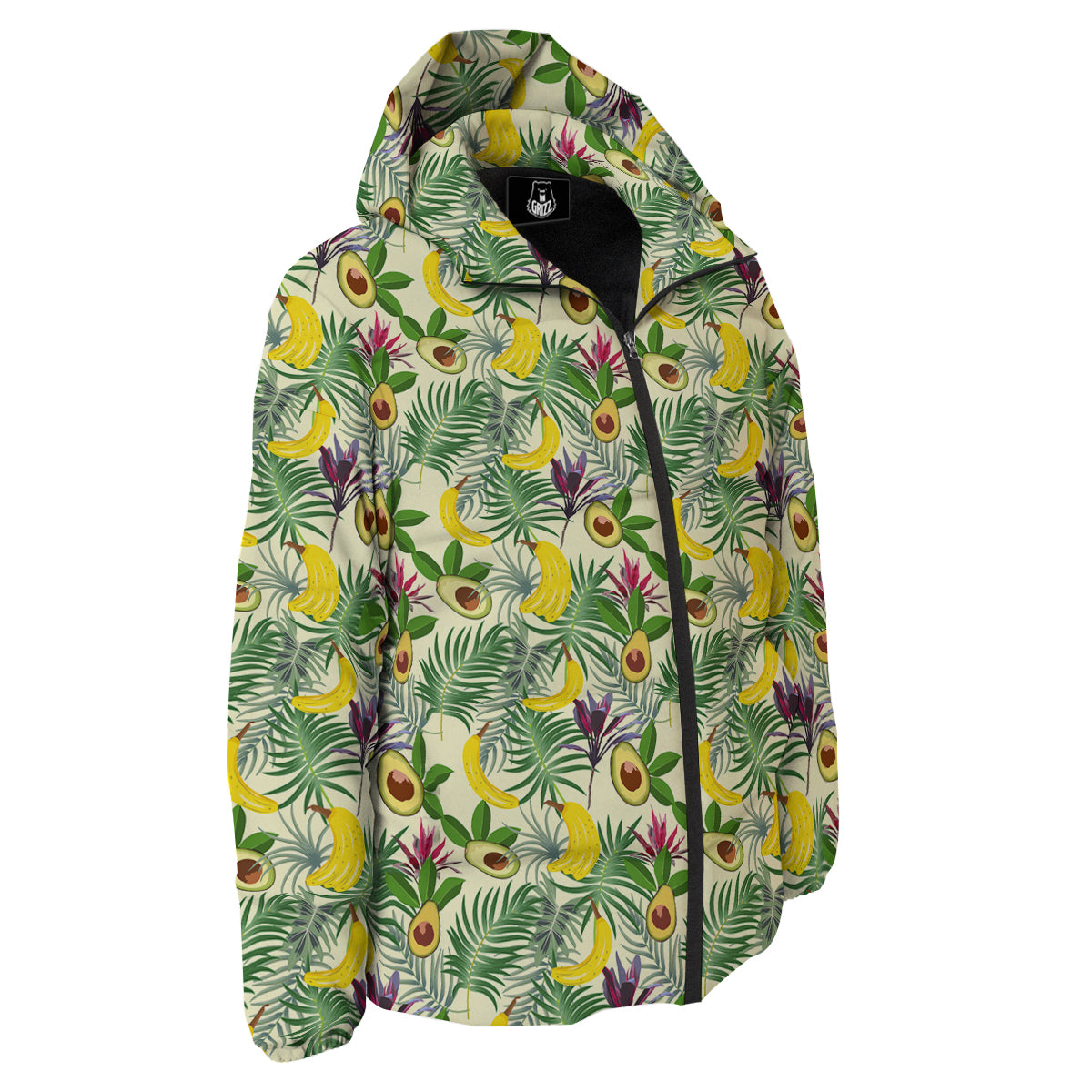 Avocado Banana Leaf Print Pattern Down Jacket-grizzshop